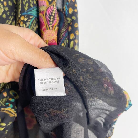 New Evereve XSmall XS Azalea One Shoulder Top Black Green Multi Floral Print - Picture 7 of 9